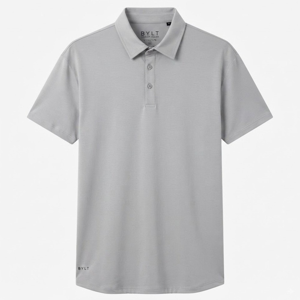 BYLT Premium Basics Mens Signature Polo Shirt Gray XXL 2XL Short Sleeve